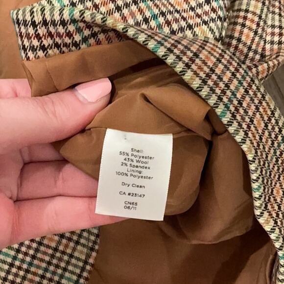 Talbots Women’s Petite Brown Orange Plaid Elbow Patches Blazer Jacket Size 20WP - Picture 8 of 8
